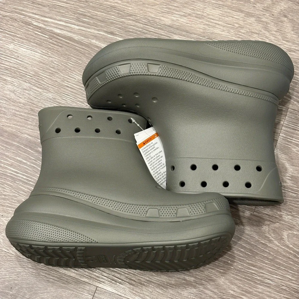 Crocs Crush Boot Dusty Olive Green Platform Waterproof Rain Boots Gorpcore 6 NEW